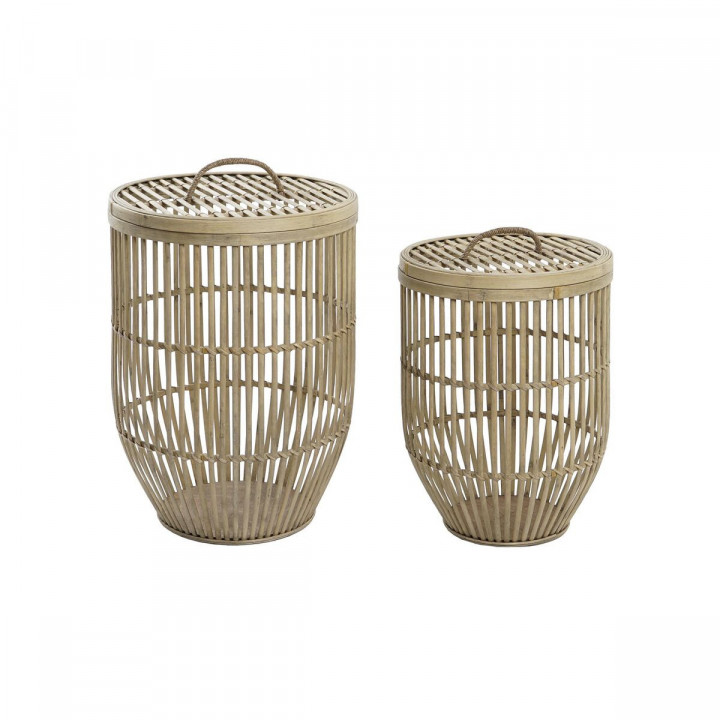 Basket spelset DKD Home Decor Natuurlijk Lichtbruin Bamboe (2 Onderdelen)