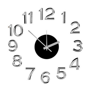 Reloj de Pared Gift Decor Blanco Plateado ABS EVA Ø 35 cm Pegatina (6 Unidades)