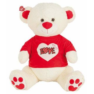 Oso de Peluche Love Purpurina Camiseta Beige 90 cm