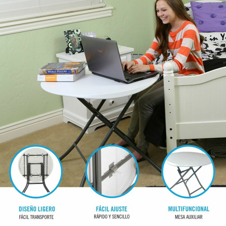 Folding Table Lifetime White Circular Steel Plastic 83 x 73,5 cm