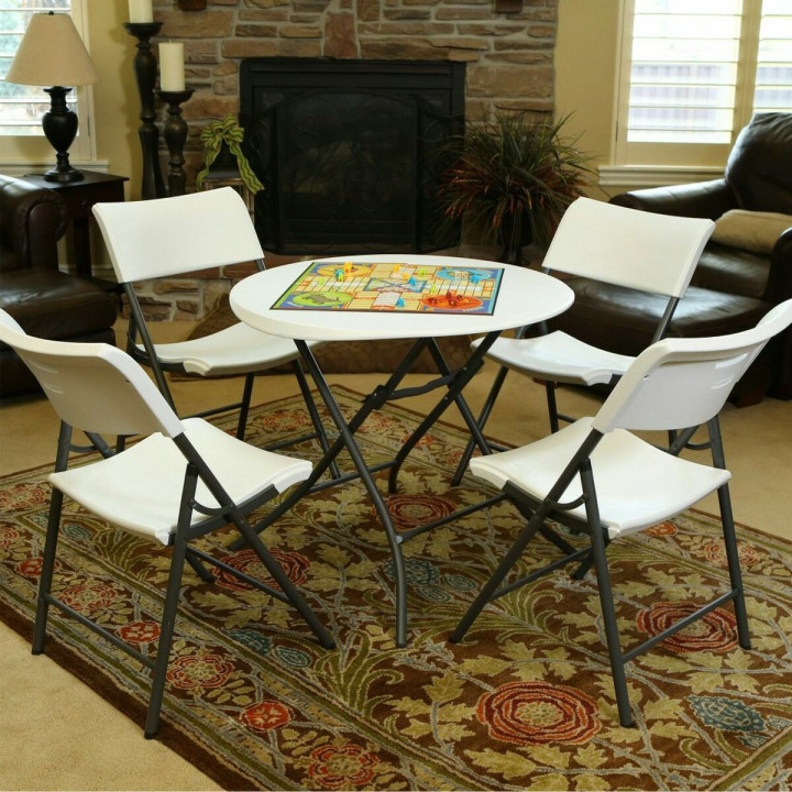 Table Klapptisch Lifetime Weiß kreisförmig Stahl Kunststoff 83 x 73,5 cm