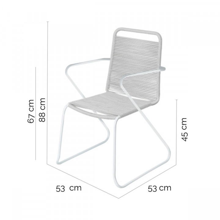 Chaise de jardin Antea 57 x 65,5 x 90 cm Corde Gris clair