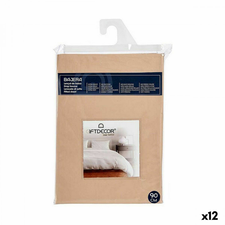 Lenzuolo con angoli Gift Decor Beige 90 cm (12 Unità)