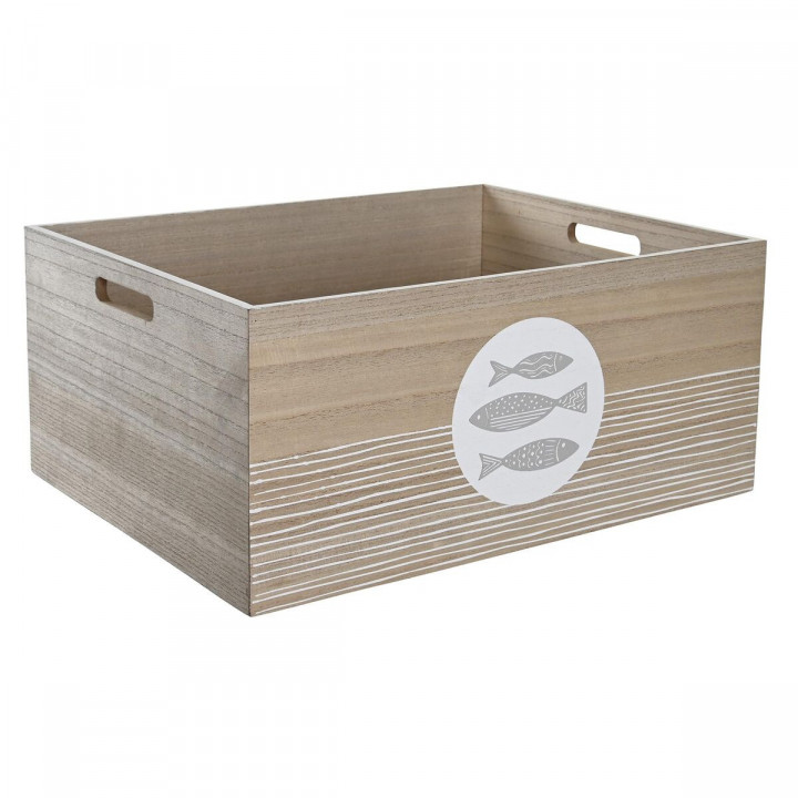 Caja Decorativa DKD Home Decor Natural Aluminio Madera MDF Espirales Mediterráneo