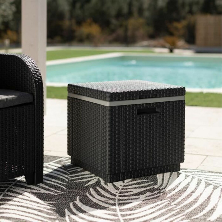 Bijzettafel Allibert by KETER Ice Cube graphite 42 x 42 x 41 cm Grijs