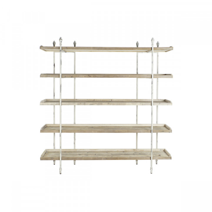 Scaffale DKD Home Decor Bianco Naturale Metallo Abete Legno di abete 40 % Metallo 190 x 40 x 200 cm