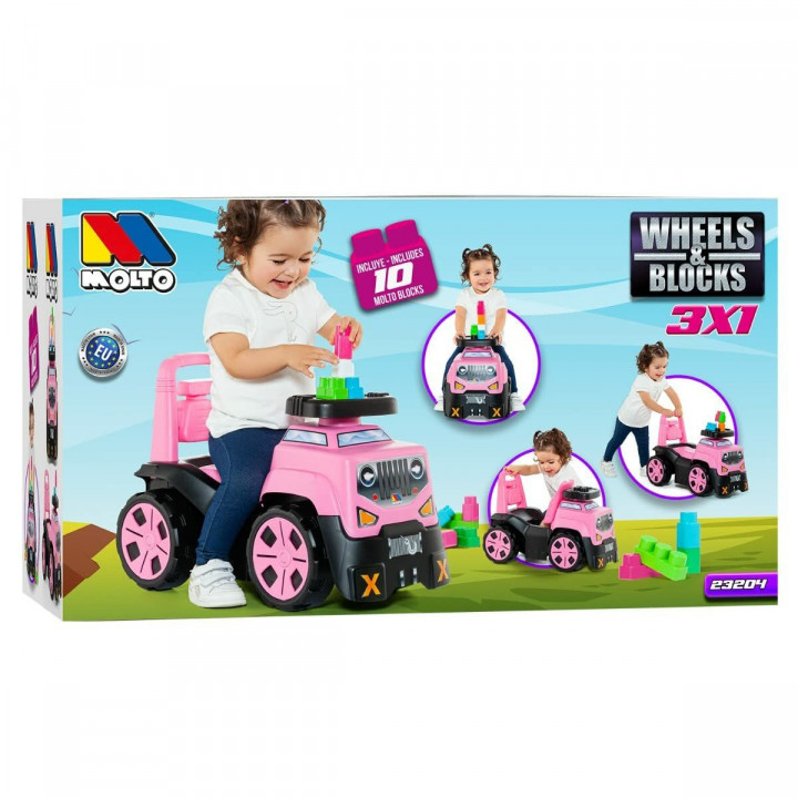 Driewieler Moltó 3x1 Wheels & Blocks 10 Onderdelen 89 cm Roze
