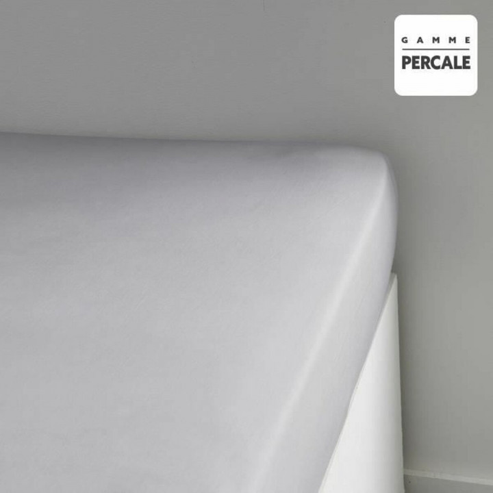 Fitted bottom sheet TODAY Percale Light grey 140 x 200 cm Grey