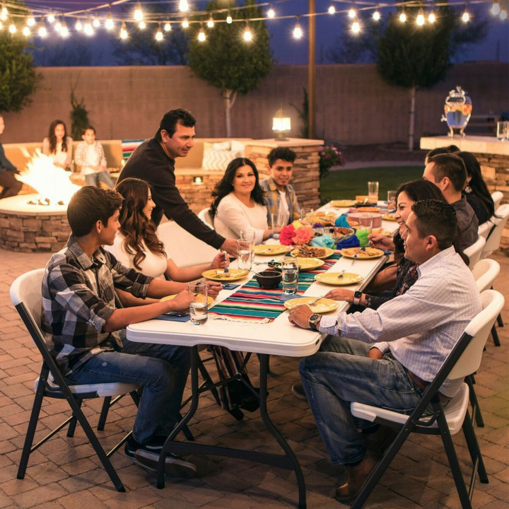 Folding Table Lifetime White 182 x 73,5 x 76 cm 182 x 74 x 76 cm