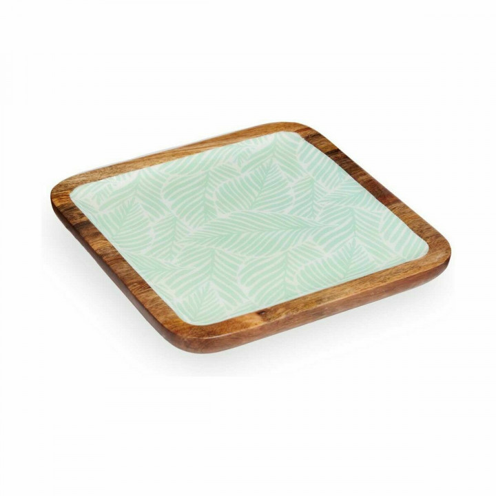 Tischdekoration Gift Decor Weiß Braun grün Polyester Harz Mango-Holz 25 x 25 cm 25,4 x 2,54 x 25,4 cm Pflanzenblatt (6 Stück)