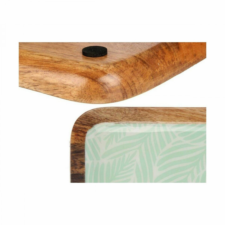 Centerpiece Gift Decor White Brown Green Polyester Resin Mango wood 25 x 25 cm 25,4 x 2,54 x 25,4 cm Leaf of a plant (6 Units)