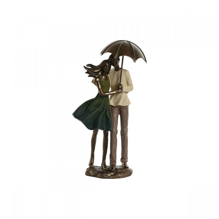 Statua Decorativa Home ESPRIT Verde Dorato Coppia 12,5 x 8 x 25,5 cm