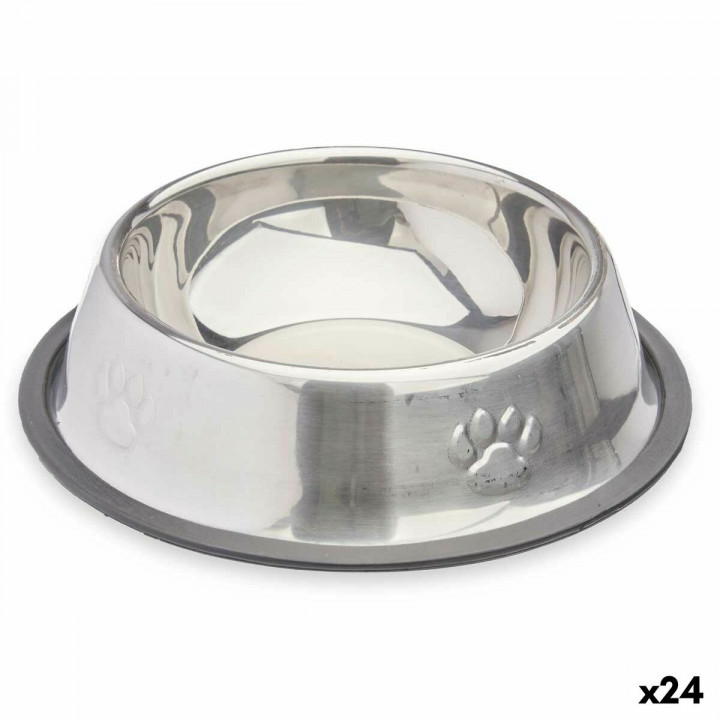Ciotola per cani Mascow Grigio Argentato Gomma Metallo 18 x 4,5 x 18 cm 35 x 0,03 x 25 cm (24 Unità)