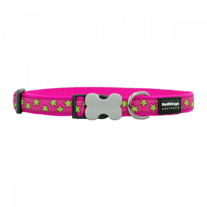 Collier pour Chien Red Dingo STYLE STARS LIME ON HOT PINK 15 mm x 24-36 cm