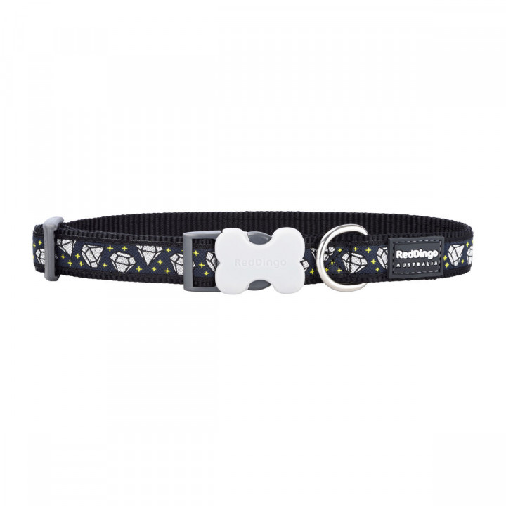Dog collar Red Dingo STYLE DIAMOND 15 mm x 24-36 cm Black