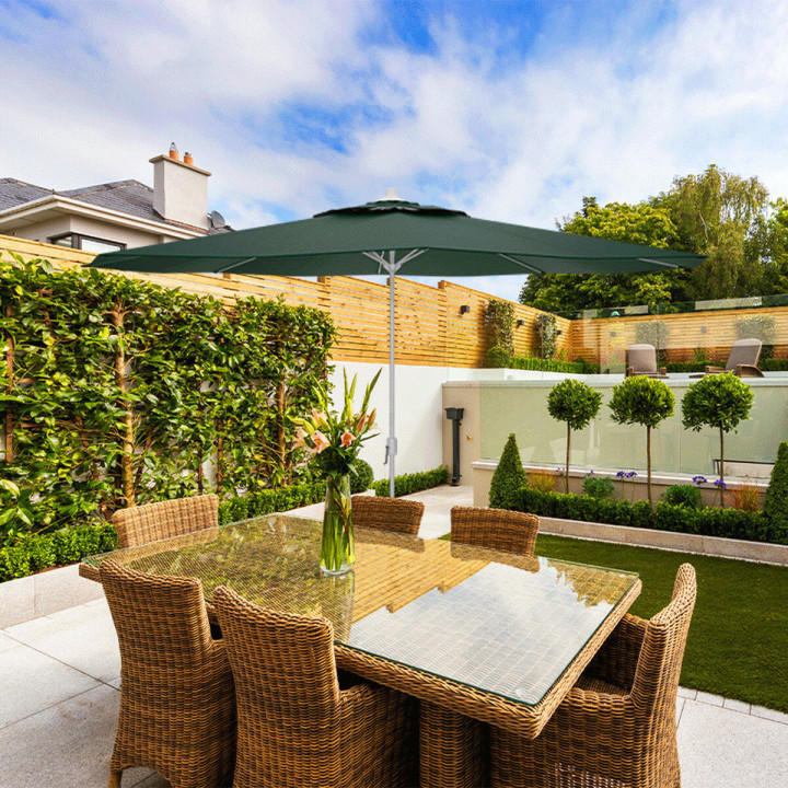 Marbueno Parasol Staal 8 Ribben D270 cm Polyester Groen Tuin, Zwembad en Terras 10188