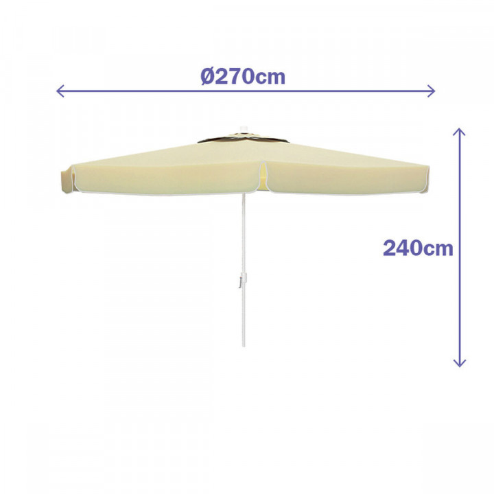 Sunshade Marbueno White Polyester Aluminium Ø 270 cm