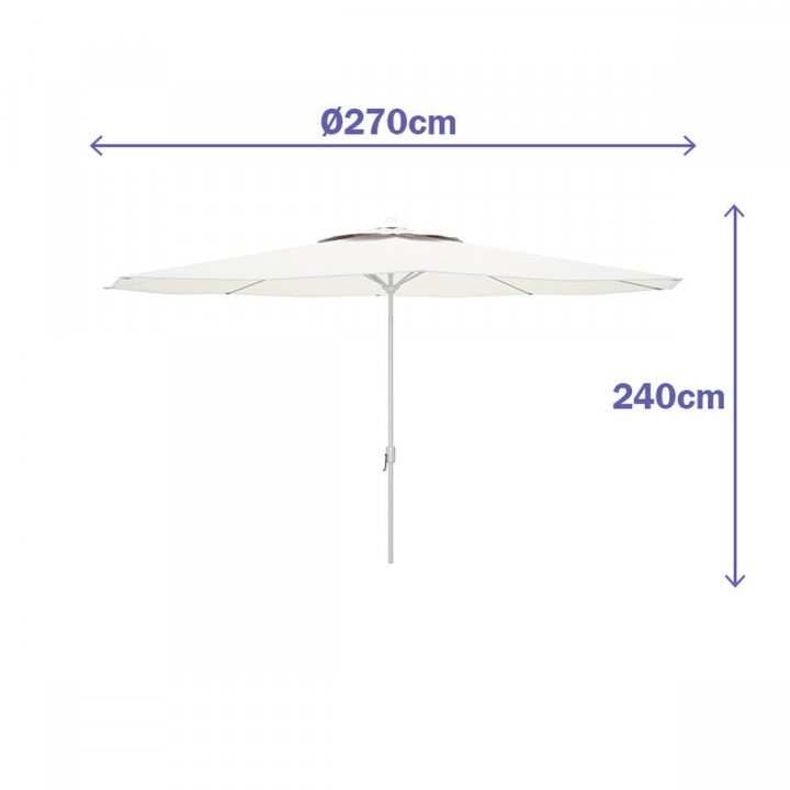 Marbueno Sombrilla Acero 8 Barillas D270 cm Polyester Blanca Jardin, Piscina y Terraza 10187