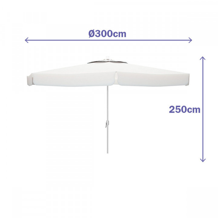 Solskærm Marbueno Weiß Polyester Aluminium Ø 300 cm