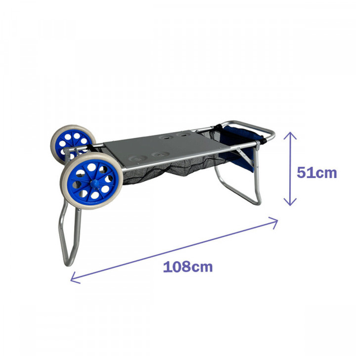 Marbueno Carrello Portasedie in Alluminio Convertibile Tavolo Retrattile Camping e Spiaggia 108X51X51 cm 10361