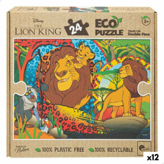 Kinderpuzzel The Lion King Dubbelzijdig 24 Onderdelen 70 x 1,5 x 50 cm (12 Stuks)