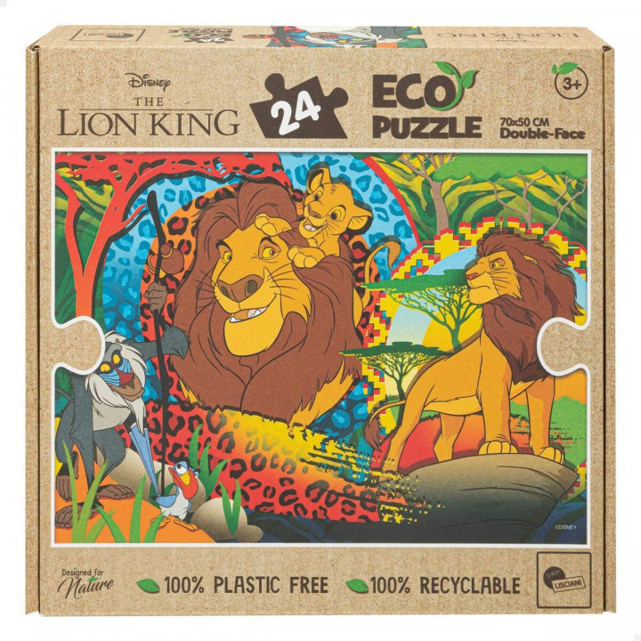 Kinderpuzzel The Lion King Dubbelzijdig 24 Onderdelen 70 x 1,5 x 50 cm (12 Stuks)