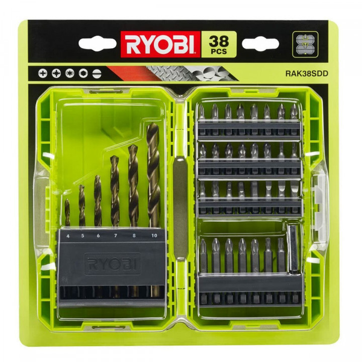 Set di punte per trapano e punte per trapano Ryobi 38 Pezzi