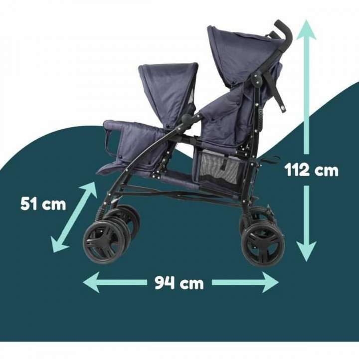 Kinderwagen Bambisol Double Cane Marineblauw
