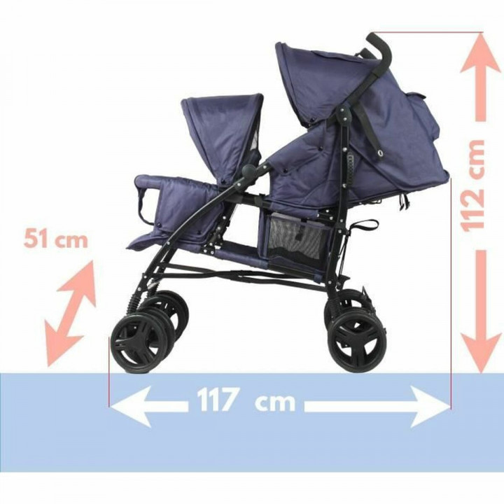 Passeggino per Bambini Bambisol Double Cane Blu Marino