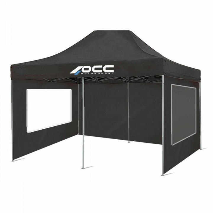 Zeltwand OCC Motorsport OCCCARP31 Racing Schwarz Polyester 420D Oxford 3 x 2 m Fenster 2 Stück