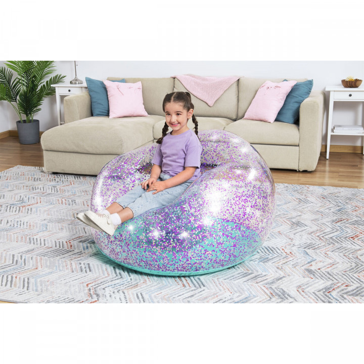 Bestway Opblaasbare Glitter Gigantische Fauteuil 114x112x66 cm +6 Jaar Binnen en Tuin 75115
