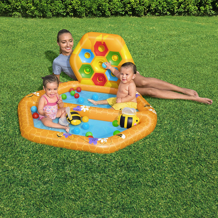 Bestway Piscina Gonfiabile Bambini Api con Palle 127x119x61 cm +12 Mesi Giardino 52639