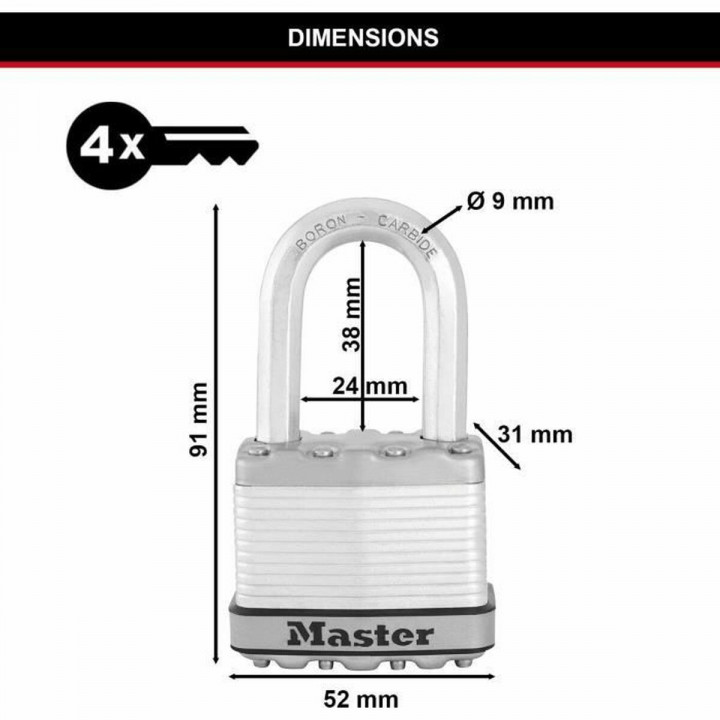 Lucchetto con chiave Master Lock (3 Unità)