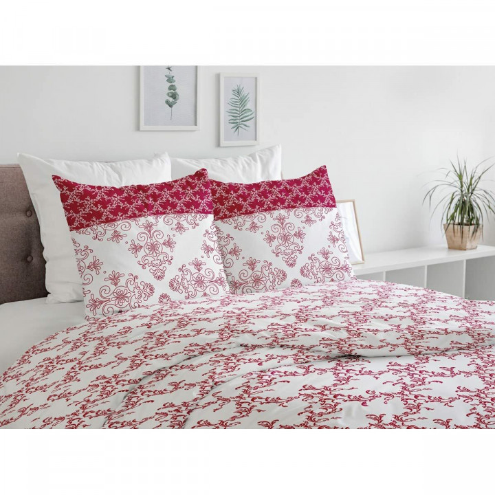 Juego de funda nórdica HOME LINGE PASSION Blanco Burdeos 220 x 240 cm 3 Piezas