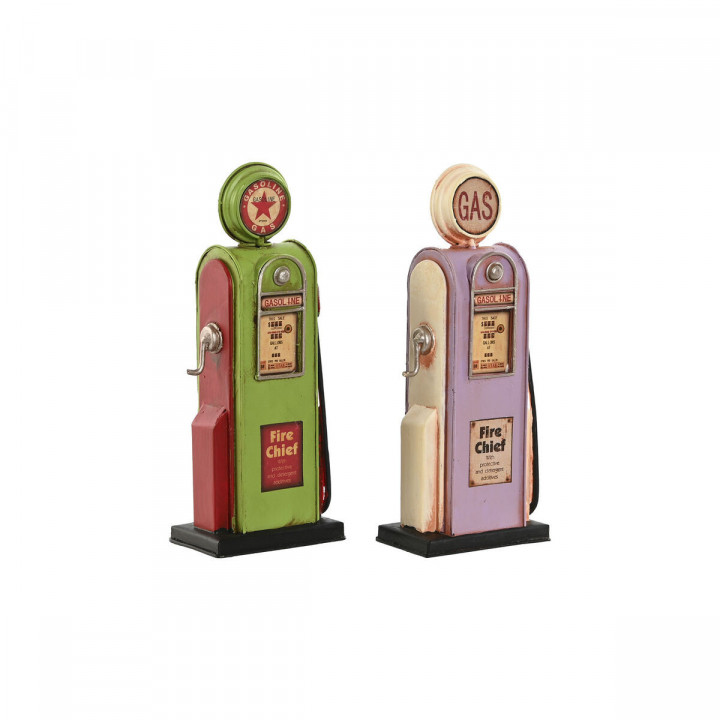 Decoratieve figuren Home ESPRIT Magenta Pistache Vintage gasolinera 7 x 4 x 17 cm (2 Stuks)