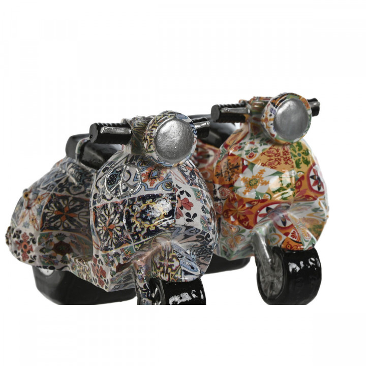 Decoratieve figuren Home ESPRIT Multicolour Mediterrane scooter 14 x 8 x 11 cm (2 Stuks)