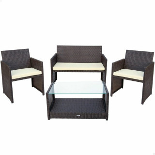 Muebles de Jardín Aktive Ratán Negro 4 Piezas