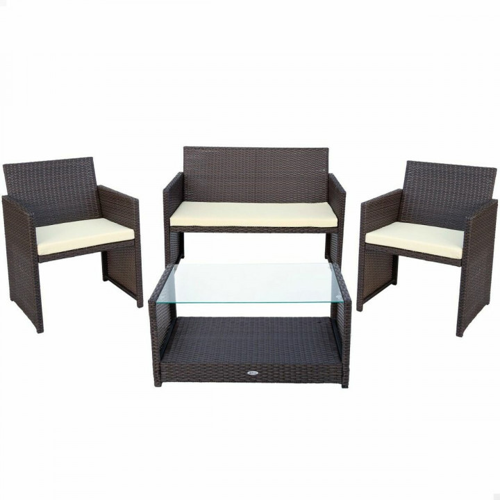Garden furniture Aktive Rattan Black 4 Pieces