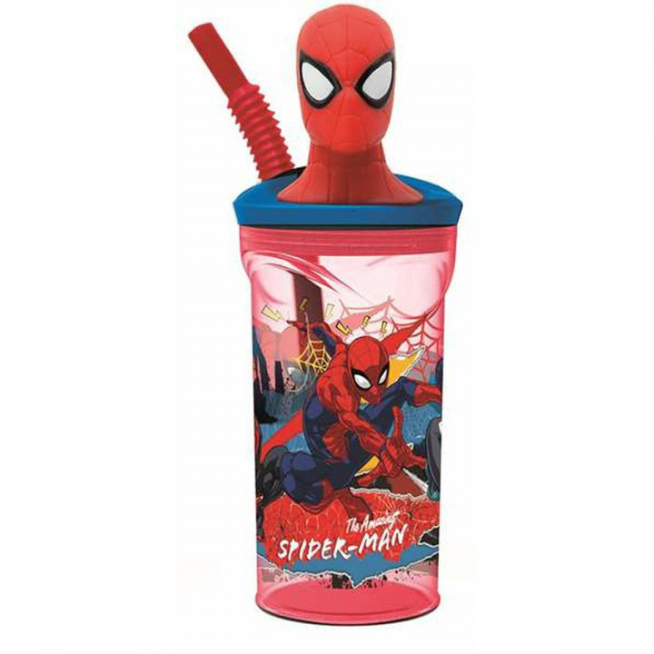 Becher mit Strohhalm Spider-Man Moving Target 360 ml 3D
