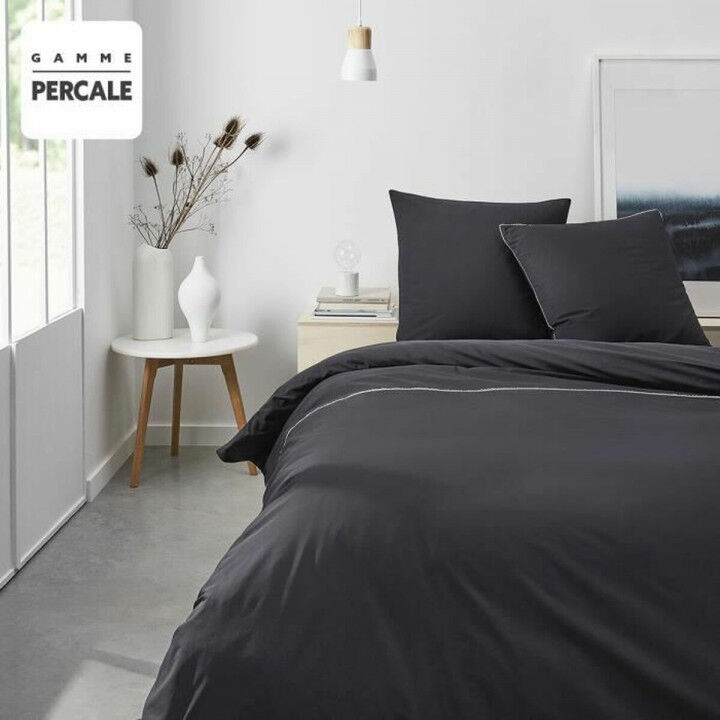 Set di copripiumino TODAY Percale Nero Grigio Antracite 240 x 260 cm