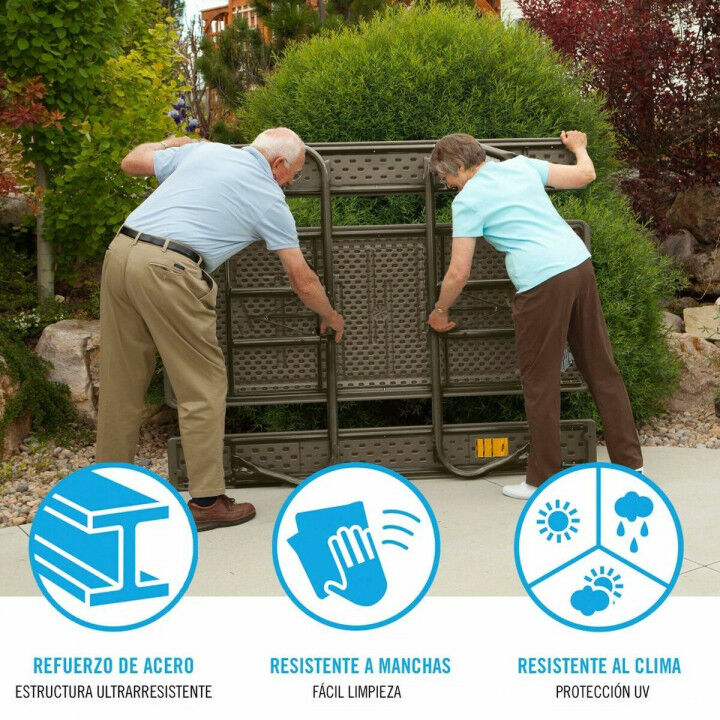 Table de pique-nique Lifetime Bois Marron Pliable Acier Plastique 183 x 145 x 74 cm