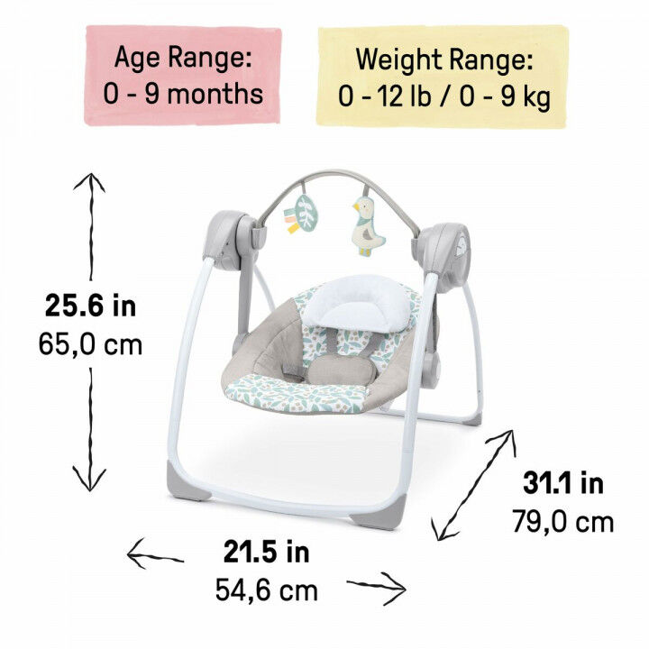 Baby-Liegestuhl Ingenuity Grau 54,6 x 79 x 65 cm
