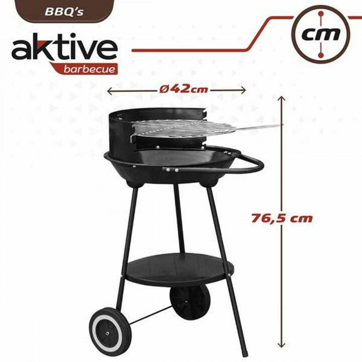 Kolenbarbecue met wielen Aktive Textilene 42 x 76,5 cm Zwart