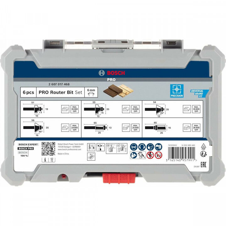 Kit de fraises multiusages BOSCH 6 mm 6 Pièces