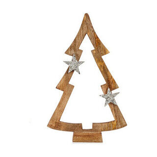 Weihnachtsbaum Krist+ Braun Silberfarben Silber Holz Silhouette 7,5 x 58,5 x 37 cm