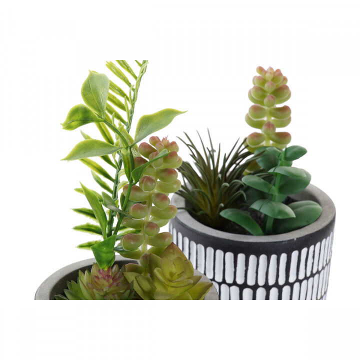 Decoratieve plant DKD Home Decor Keramisch Zwart Polyethyleen Wit Groen (7 x 7 x 19 cm) (2 Stuks)