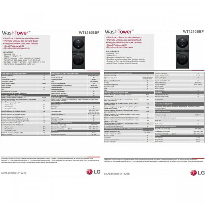 Lavatrice - Asciugatrice LG WT1210BBF 10kg / 12kg 1400 rpm (Ricondizionati C)