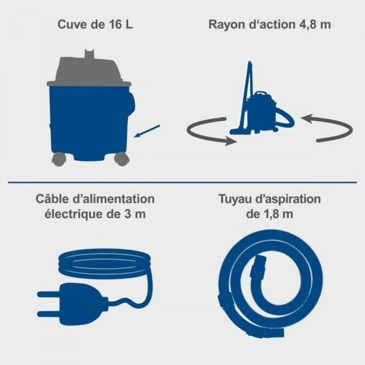 Nass- und Trockensauger Scheppach 1200 W 20 kPa 16 L