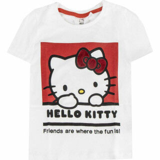 Camiseta de Manga Corta Infantil Hello Kitty Blanco