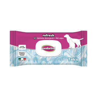 Lingettes humides pour animaux domestiques Inodorina Talc en poudre 12 g